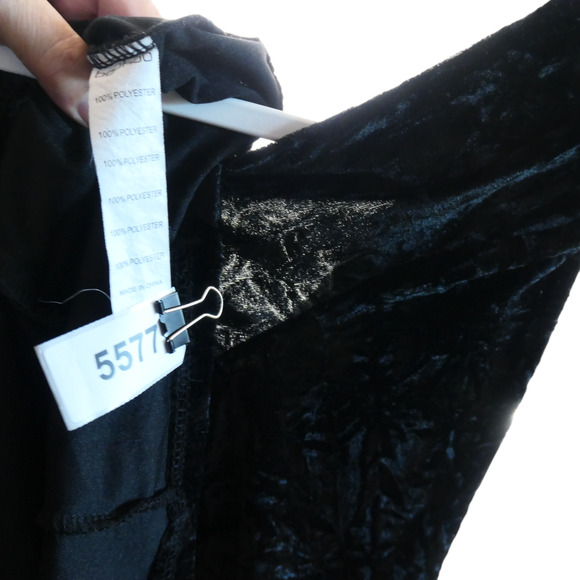 Boohoo Sweater Dress Womens Size 6 8 Black Textured Stretch Velvet Velour Ruched - Picture 9 of 11